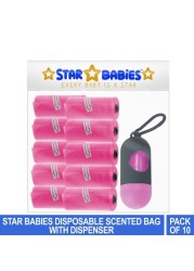 Star Babies Disposable Scented BAG Pack of 10 Pink & Dispenser