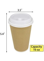 Aiwanto 80 Pack 16 oz Disposable Hot Beverage Cups With Lids Coffee Cups Tea Cups Travel Disposable Cups for Hot Drinks Leak proof Cup For Hot Drinks