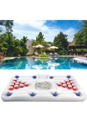 ALISSA Swimming Pool Inflatable Beer Table with 28 Cup Holes Floating Row Table Party Pool Lounge Raft Beer Pong Pool Inflatable Float