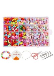 ALISSA 680Pcs DIY Beads Set, Kids Colorful Acrylic Handmade Craft Beads for DIY Necklaces Bracelet