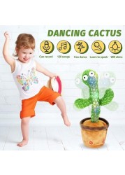 SKY-TOUCH Dancing Cactus Plush Toy USB Charging, Sing 120 Songs, Recording, Repeat What You Say and Glowing, Fun Toy Gifts for Boys and Girls