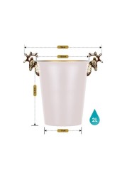 ALISSA-2L-Deer Head Decorative Ice Bucket Home European Champagne Bucket Shelf Stainless Steel Ice Bucket, White.