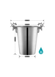 ALISSA-2L-Deer Head Decorative Ice Bucket Home European Champagne Bucket Shelf Stainless Steel Ice Bucket, Silver.