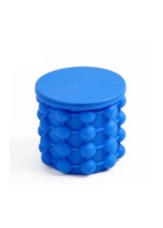 ALISSA-Ultimate Ice Cube Maker Silicone Bucket with Lid Makes Small Size Nugget Ice Chips for Soft Drinks, Blue.