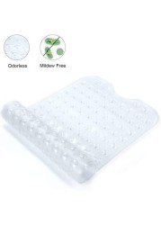 SKY-TOUCH Bathtub Shower Mat, Non-slip Extra Large Bathtub Mat with Suction Cups, Machine Washable with Drain Holes, Clear