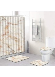 Aiwanto 4 Pcs Bathroom Curatin Shower Curtain with Toilet Cover Bathroom Mat Shower Mat Bathroom Shower Curtain Set