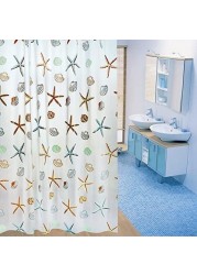 Sea Star Print Polyester Fabric Shower Curtain - 180 x 200 cm