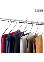 ZOBER Slack/Trousers Pants Hangers - 35 Pack - Strong and Durable Anti-Rust Chrome Metal Hangers, Non Slip Rubber Coating, Slim & Space Saving, Open Ended Design for Easy-Slide Pant, Jeans, Slacks Etc