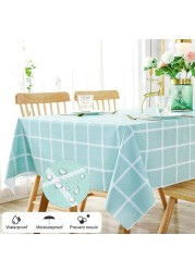 Aiwanto Table Cover Table Cloth Waterproof Stain-ResistantTable Cloth,Wipe Clean Table Cover for Dining Table, Buffet Parties and Camping(Blue, 140 * 220cm)