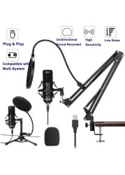 ALISSA Studio Condenser USB Microphone Kit For PC Computer (Black)