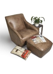 Home Canvas Roxy Armchair With Cushion Ottoman Style - Size: 81.03 x 86.11 x 77.98 cm - Brown