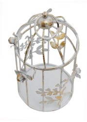 Metal Cage candle holder with metal Floral design