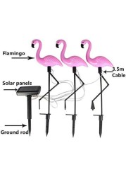 iwanto 3pcs solar powered led light for outdoor home garden decoration waterproof flamingo garden lantern