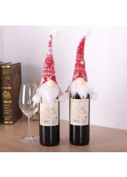 Christmas Wine Bottle Cover Home Dinner Party Table Decoration Ornaments (RED, 22.5 x 18.1 x 3.5 cm