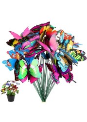 LINGWEI 30-Pieces Garden Butterflies Stakes Waterproof Artificial Butterfly Stakes Plant Stakes Stems Decorations Butterfly Garden Ornament Floral Picks Garden Stakes