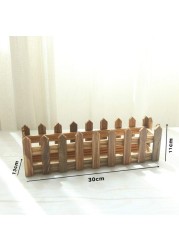 Linjoy Natural Wooden Fence - 30 x 13 x 11 cm for Artificial Flowers & Plants, Home & Garden Decoration