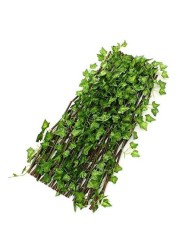 LINGWEI Expandable Wooden Garden Fence Artificial Plants Green Ivy Leaves Wicker Garden Fence Artificial Leaf Fence Decorative Privacy Fence Style-1