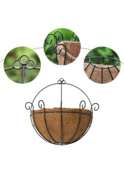 LINGWEI Flower Planter Iron Made Wall Hanging Liner Coconut Palm Metal Hanging Baskets Planting Vase Basket Wall Planter Half Round Flower Pot Container Medium