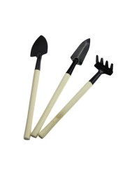 Generic-3pcs Spade Shovel Rake Mini Garden Tool Sets Light Wood Handle for Balcony Gardening Succulent Cactus Herb Indoor Plant