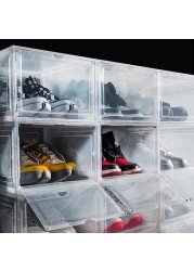 Lash Shoe Storage Box, Stackable High Quality Storage Bins - Shoes Size Up to UK45, Set of 6 Clear Boxes