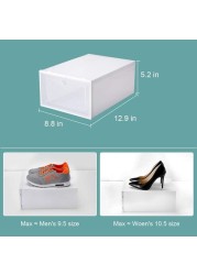 Stackable Plastic Shoe Boxes, Need to Assemble, 33*23*14 cm, 12 Pieces, White