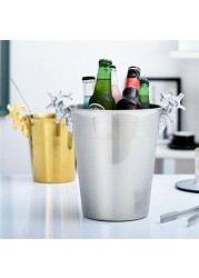 Aiwanto 2L Silver Ice Bucket Ice Cube Bucket for Parties With Handle Champagne Bucket Deer Head Design Ice Cube Bucket