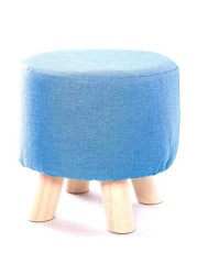 LINGWEI Round Footrest Ottoman Stool Pouffe Chair Round Foot Stool Chair Change Shoe Stool Feet Rest Stool Fabric Padded Seat Pouf Ottoman Blue