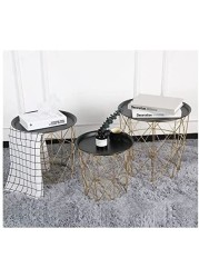 Set of 3 metal storage and side table coffee tea table white gold color removable pallet