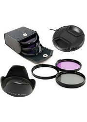 DMK Power Lens Hood Lens Cap And 58mm Uv Cpl Fld Filter Set