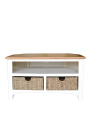 Kansas Wooden Corner TV Unit W/Baskets (85 x 50 x 48 cm, Small)