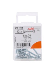 Suki Zinc-Plated Slotted Flat-Head Countersunk Machine Screws (M3 x 30 mm)