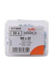 Suki Zinc Plated hex Screws (M6 x 20 mm, Pack of 20)