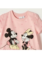 Disney Minnie Mouse Print Dress with Short Sleeves