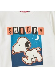 Snoopy Dog Print Sweatshirt with Round Neck and Long Sleeves