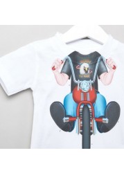 Just Add A Kid Biker Print T-shirt with Short Sleeves