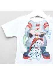 Just Add A Kid Fireman Print T-shirt with Short Sleeves