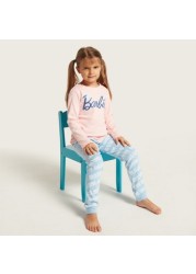 Barbie Print T-shirt and All-Over Printed Pyjamas Set