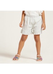 Love Earth Floral Print Organic Shorts with Ruffled Hems