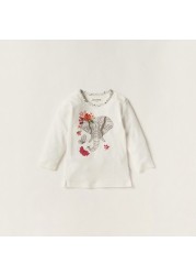 Juniors Printed Round Neck T-shirt and Pyjama Set