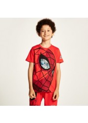 Spider-Man Print Crew Neck T-shirt ad Shorts Set