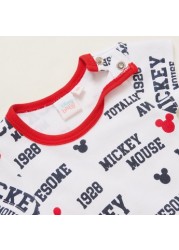 Disney All-Over Mickey Mouse Print Bodysuit with Short Sleeves