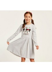 Disney Mickey and Minnie UAE National Day Print Dress with Long Sleeves