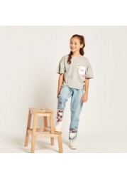 Sanrio Hello Kitty Mid-Rise Jeans with Pockets and Button Closure