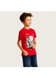 Spiderman Print T-shirt with Crew Neck and Short Sleeves