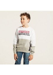 Marvel Printed Pullover with Long Sleeves and Pockets