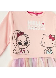 Sanrio Printed Tiered Dress with Long Sleeves