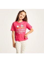 Sanrio Hello Kitty Print T-shirt with Short Sleeves - Set of 2