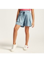 Barbie Print Belted Shorts with Pockets