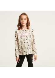 Disney All-Over Minnie Mouse Print T-shirt with Long Sleeves