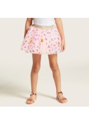 Charmz Butterfly Print Tutu Skirt with Floral Appliques